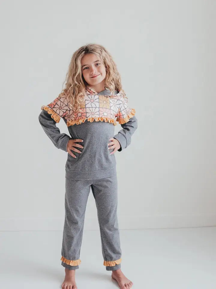 Girls Floral Hoodie and Leggings Set