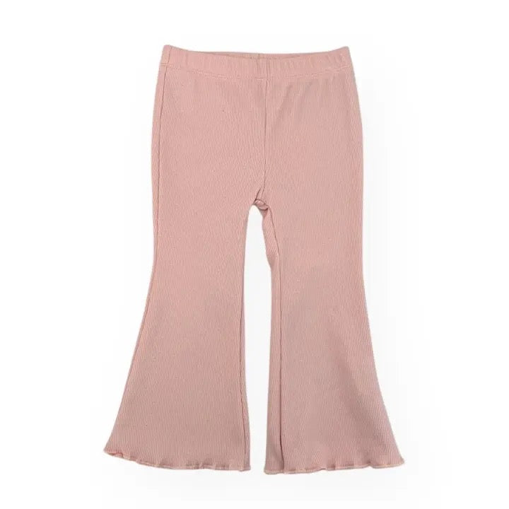Crewneck Ribbed Block Sweatshirt & Flare Set | Blush