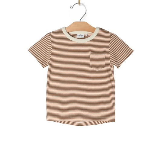 Pocket Tee- Toffee Stripe